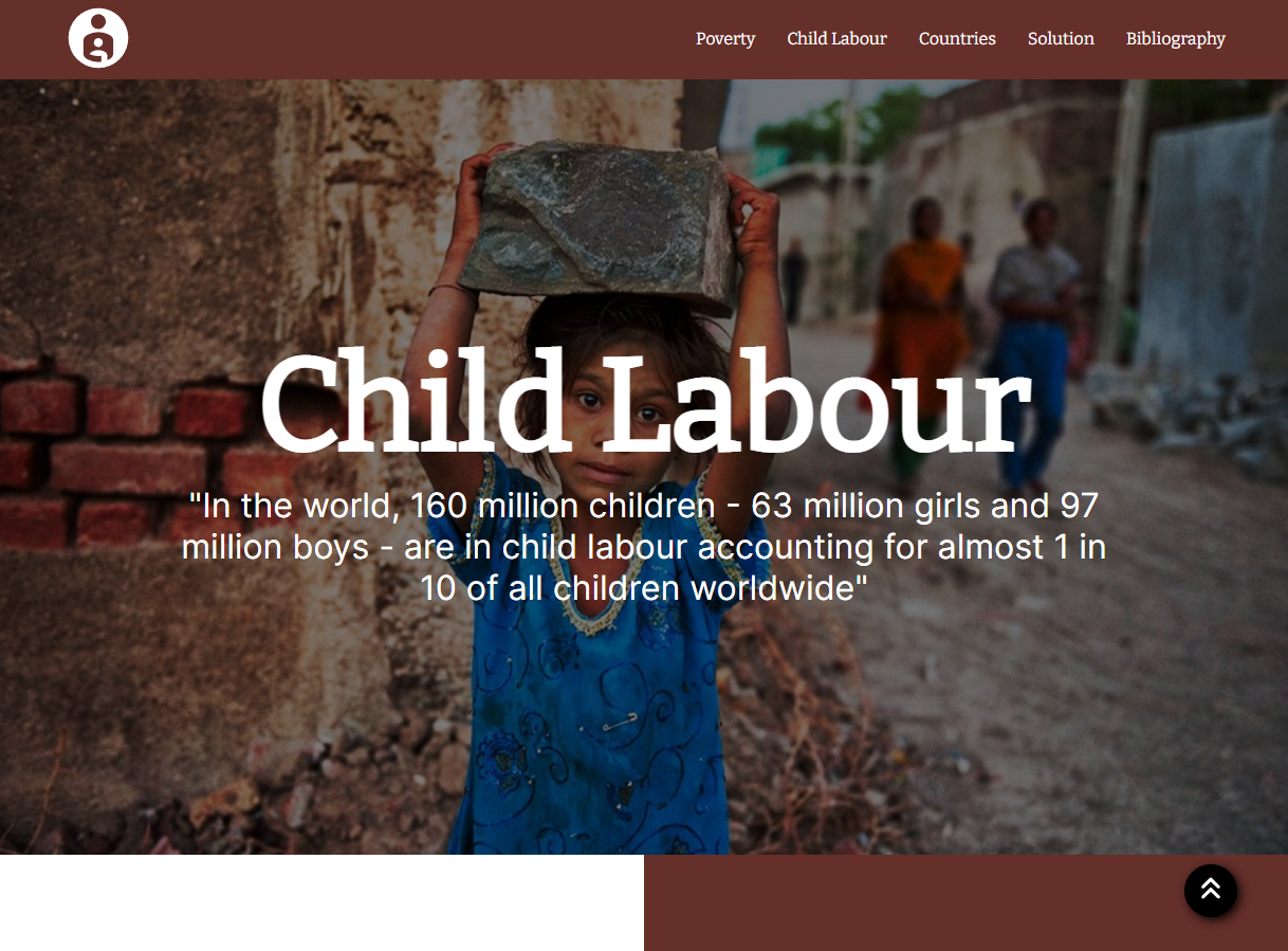 Landing page sobre trabalho infantil