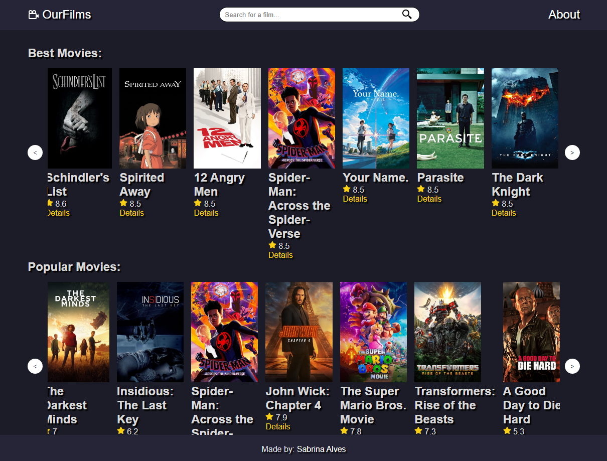 Site de lista de filmes